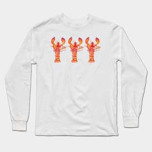 3 dancing lobsters - food illustration Long Sleeve T-Shirt